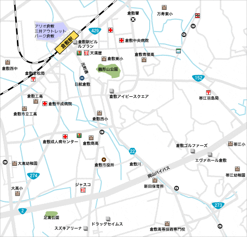 倉敷市のエリアマップ