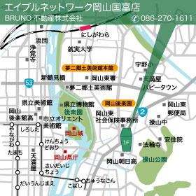 岡山国富店のアクセスマップ